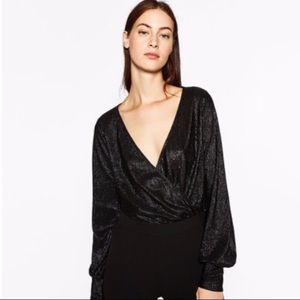 Zara Metallic Crossover Top